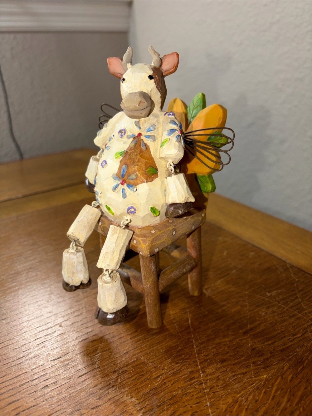 Vintage Country Cow 6 1/2” Decor Anthropomorphic Cow On A Chair